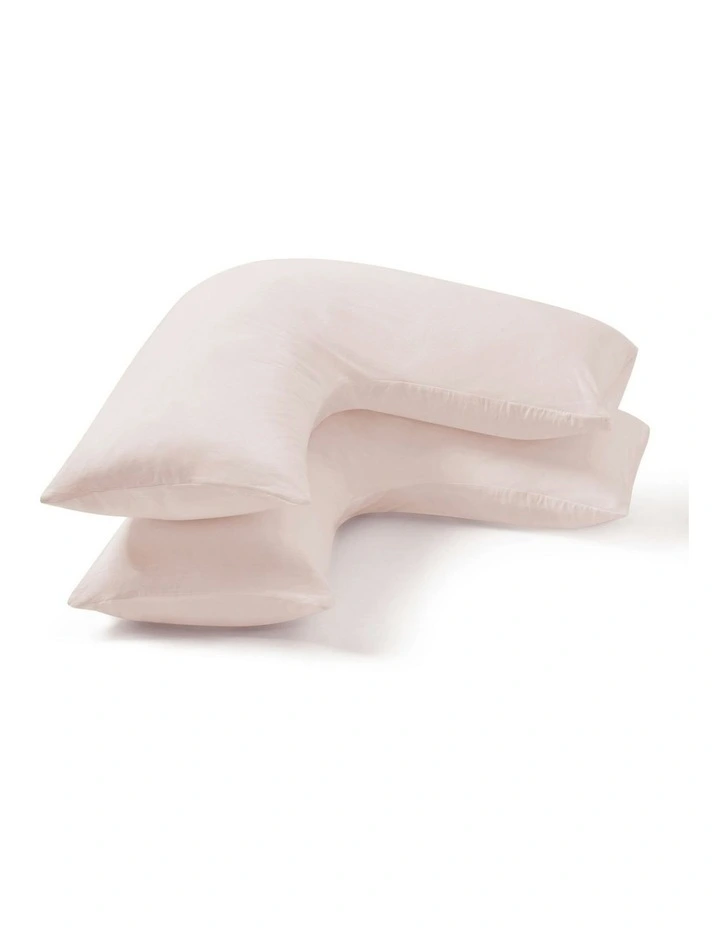 Superfine Washed Microfibre V-Shape Pillowcase Twin Pack in Blush Pink image 6