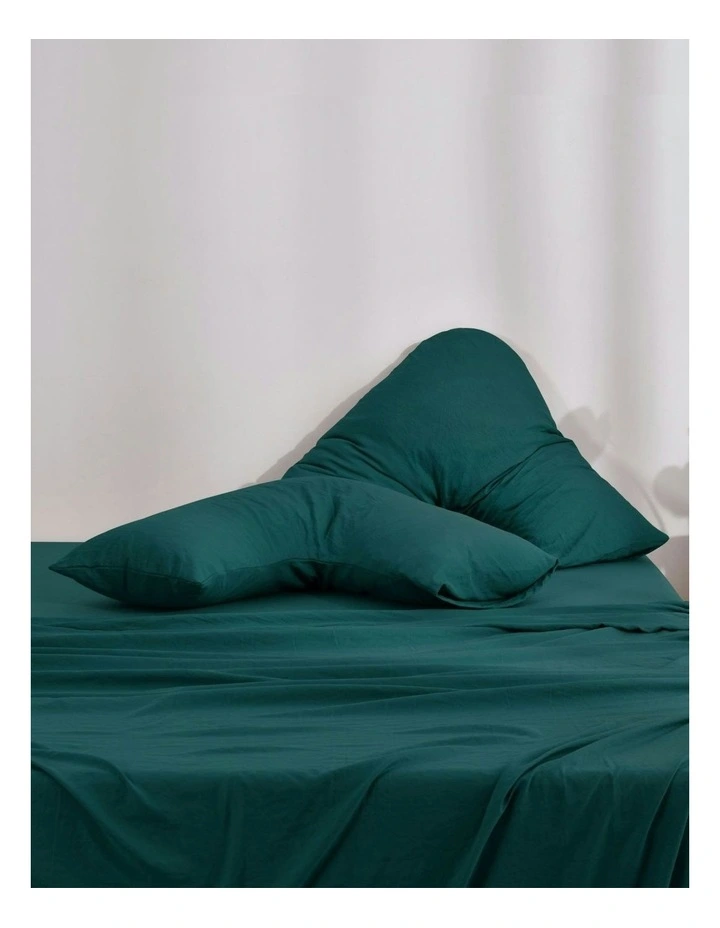 Superfine Washed Microfibre V-Shape Pillowcase Twin Pack in Teal image 2