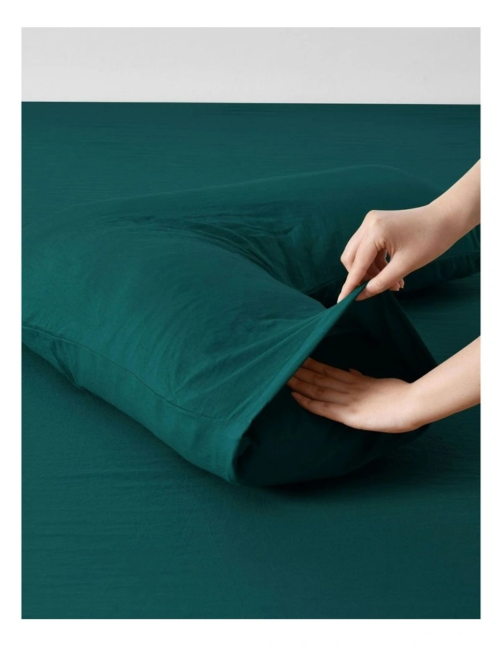 Superfine Washed Microfibre V-Shape Pillowcase Twin Pack in Teal image 4
