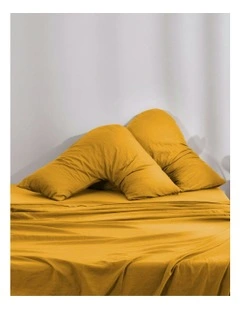 Superfine Washed Microfibre V-Shape Pillowcase Twin Pack in Mustard