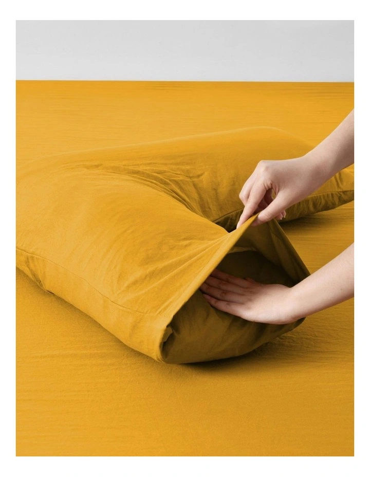 Superfine Washed Microfibre V-Shape Pillowcase Twin Pack in Mustard image 4