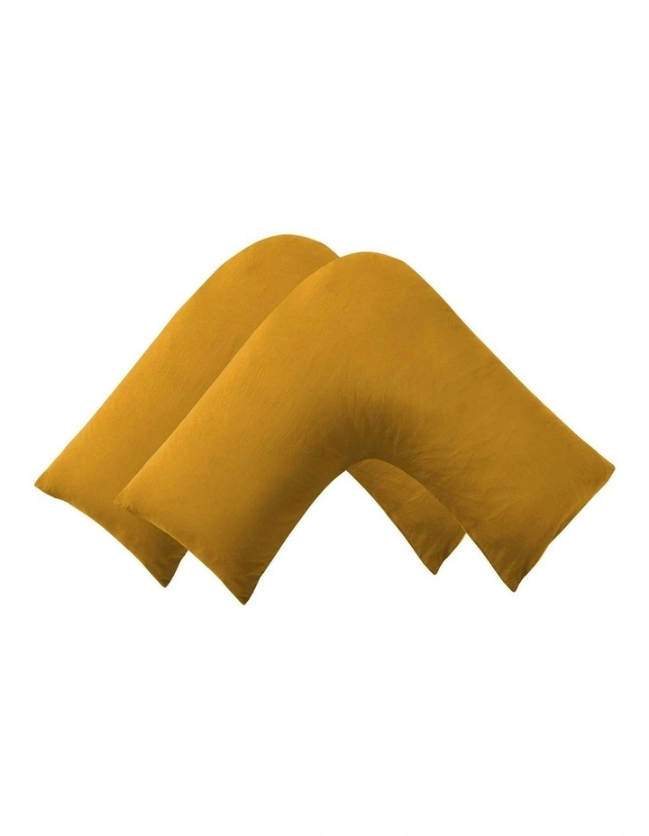 Superfine Washed Microfibre V-Shape Pillowcase Twin Pack in Mustard image 5