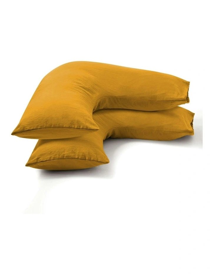 Superfine Washed Microfibre V-Shape Pillowcase Twin Pack in Mustard image 6