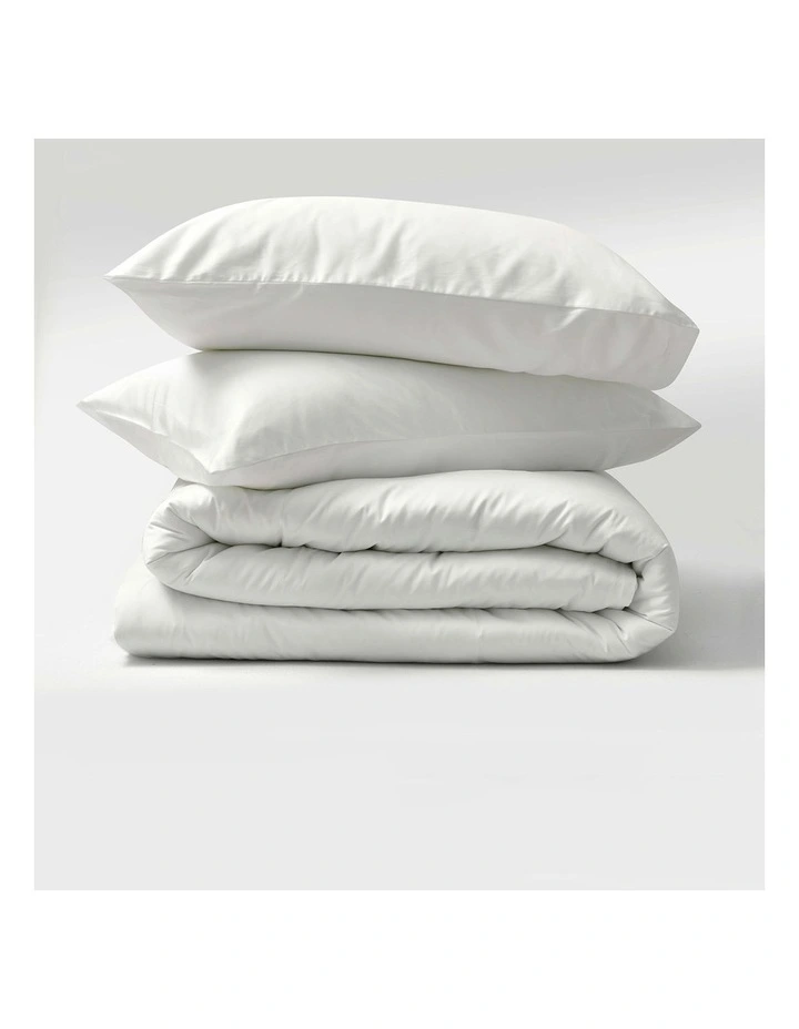 Bamboo Cotton Sateen Quilt Cover Set 400TC in White image 4