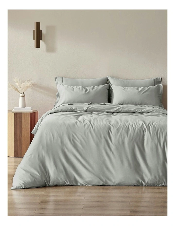 Bamboo Cotton Sateen Quilt Cover Set 400TC in Dove Grey image 1