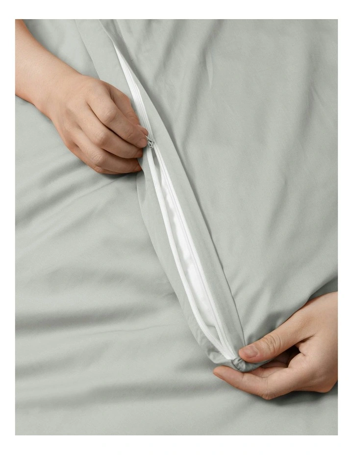 Bamboo Cotton Sateen Quilt Cover Set 400TC in Dove Grey image 3