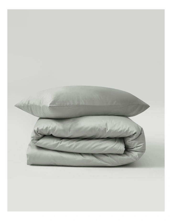Bamboo Cotton Sateen Quilt Cover Set 400TC in Dove Grey image 5