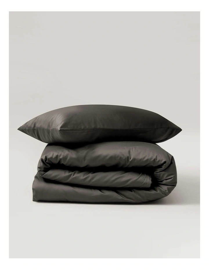Bamboo Cotton Sateen Quilt Cover Set 400TC in Charcoal image 2