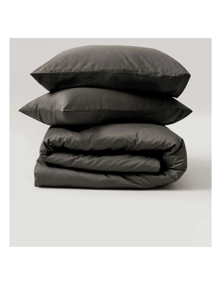 Bamboo Cotton Sateen Quilt Cover Set 400TC in Charcoal image 3