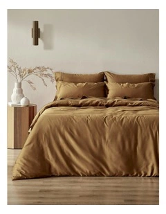 Bamboo Cotton Sateen Quilt Cover Set 400TC in Rust