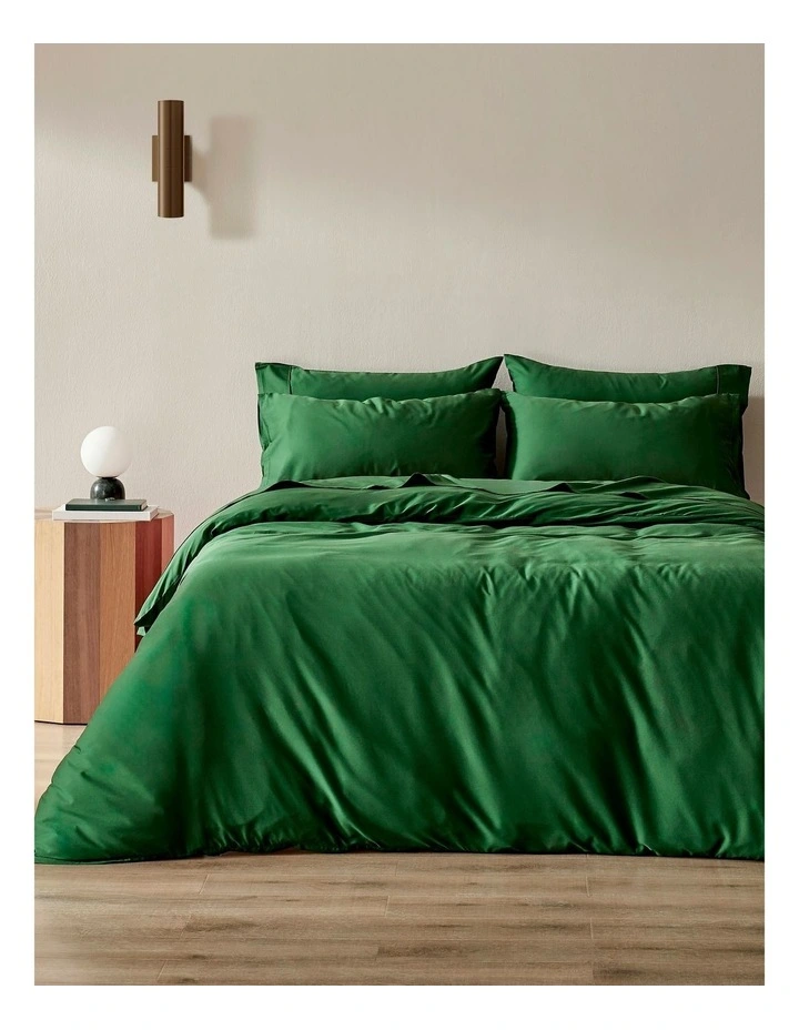Bamboo Cotton Sateen Quilt Cover Set 400TC in Eden Green image 1