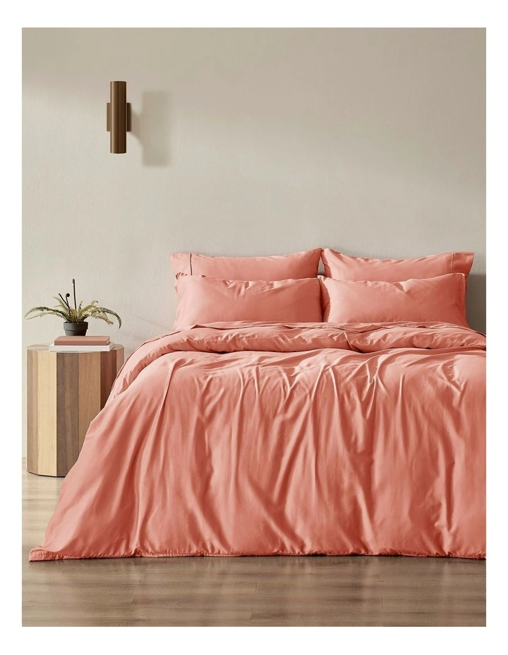 Serene 400TC Bamboo Cotton Sateen Quilt Cover Set in Clay image 1
