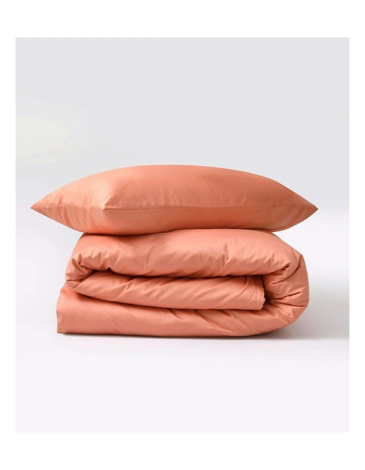 Serene 400TC Bamboo Cotton Sateen Quilt Cover Set in Clay image 2