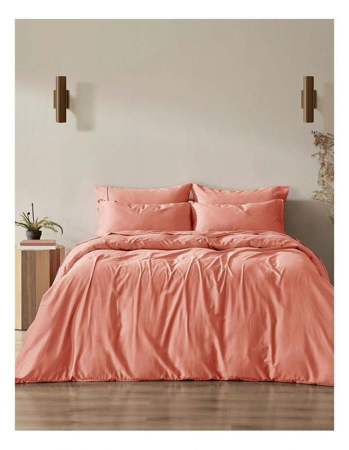 Serene 400TC Bamboo Cotton Sateen Quilt Cover Set in Clay image 3