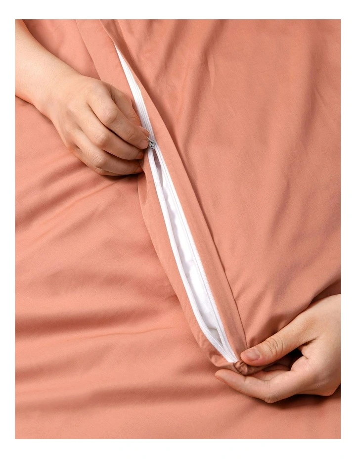 Serene 400TC Bamboo Cotton Sateen Quilt Cover Set in Clay image 5