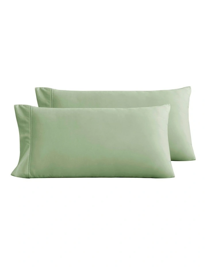 Bamboo Cotton Sateen King Pillowcase Twin Pack 400TC in Sage image 2