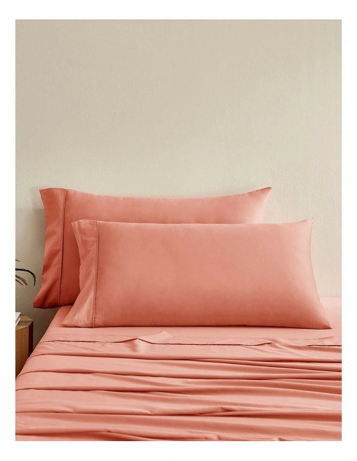 Bamboo Cotton Sateen King Pillowcase Twin Pack 400TC in Clay image 1
