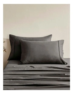 Serene 400TC Bamboo Cotton Sateen Pillowcase Twin Pack in Charcoal
