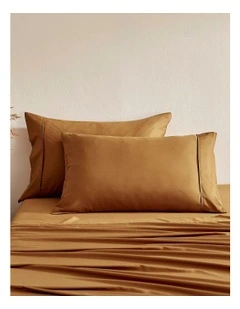 Serene 400TC Bamboo Cotton Sateen Pillowcase Twin Pack in Rust