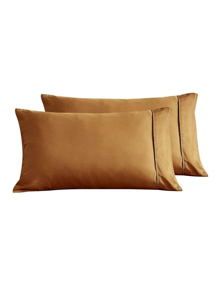 Bamboo Cotton Sateen Pillowcase Twin Pack 400TC in Rust image 2