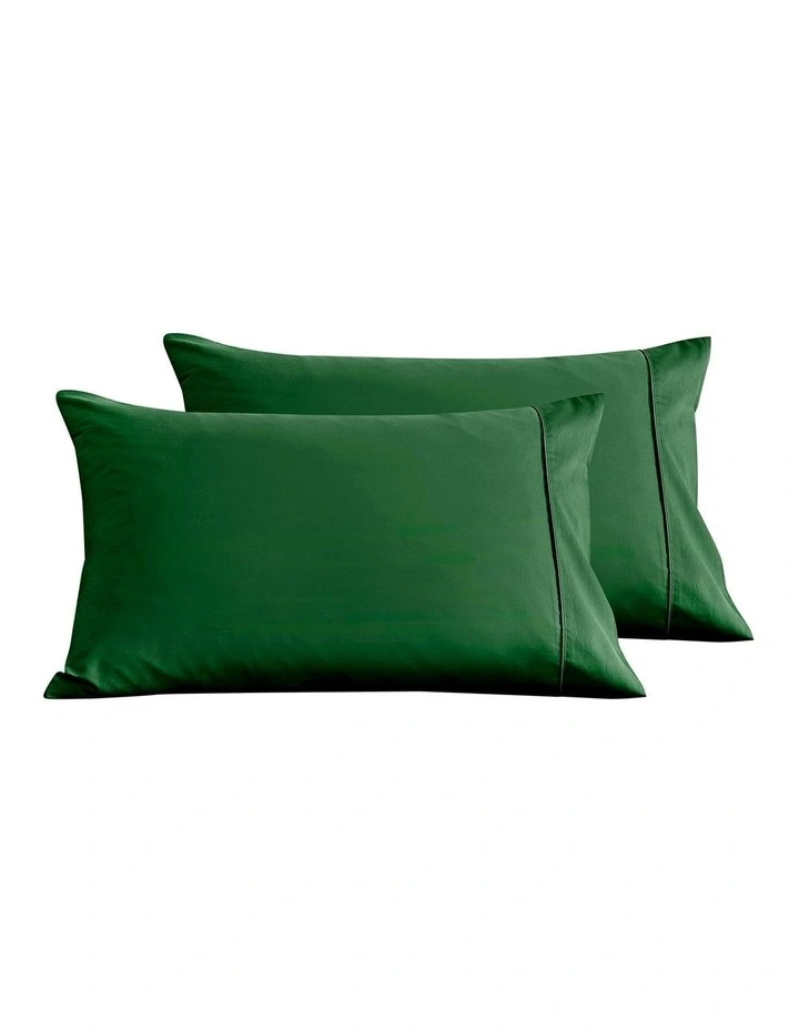 Bamboo Cotton Sateen Pillowcase Twin Pack 400TC in Eden Green image 2