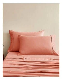 Serene 400TC Bamboo Cotton Sateen Pillowcase Twin Pack in Clay