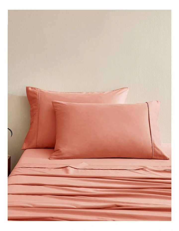 Bamboo Cotton Sateen Pillowcase Twin Pack 400TC in Clay image 1