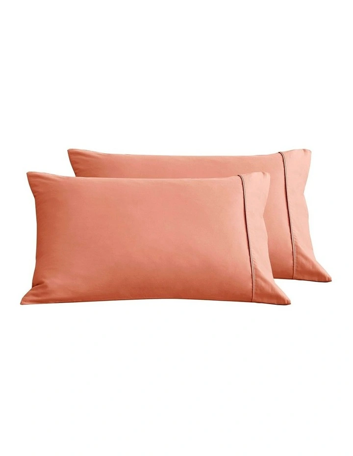 Bamboo Cotton Sateen Pillowcase Twin Pack 400TC in Clay image 2