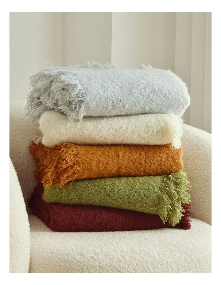 Amelie Super Soft Boucle Throw in Leaf Green image 3