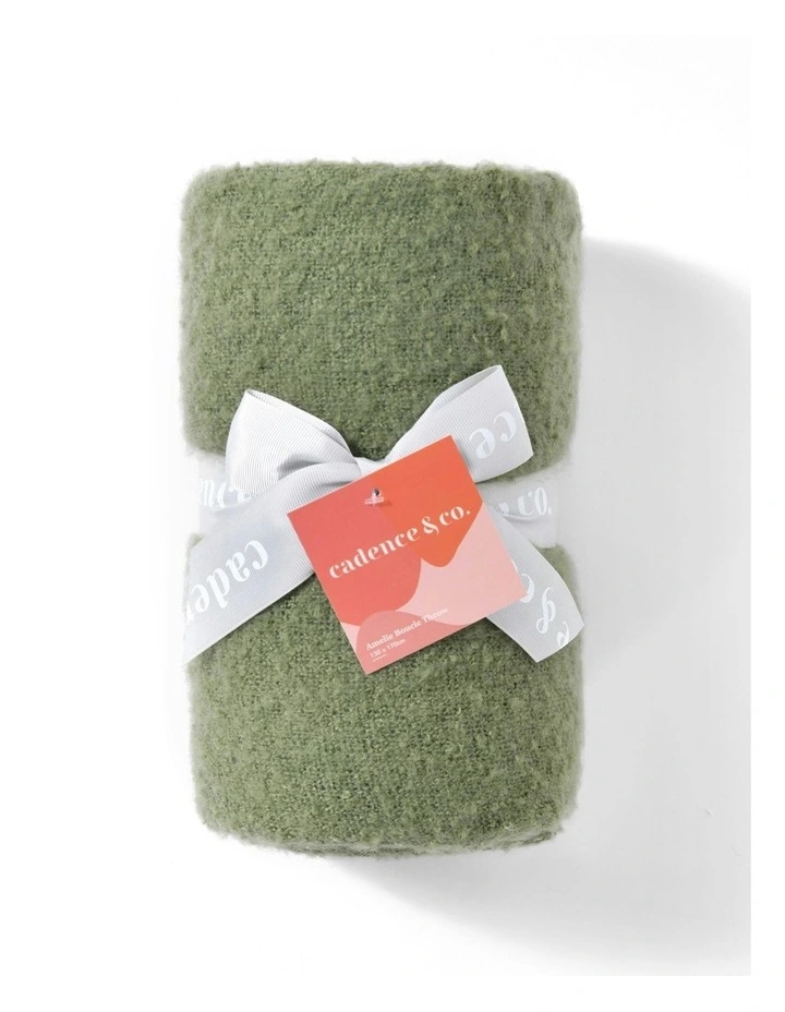 Amelie Super Soft Boucle Throw in Leaf Green image 4