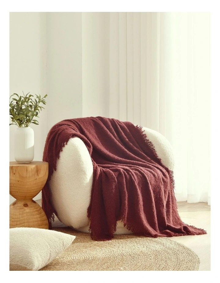 Amelie Super Soft Boucle Throw 130x170cm in Brick Red image 1