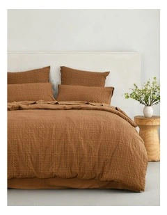 Ellis Seersucker Quilt Cover Set in Rust