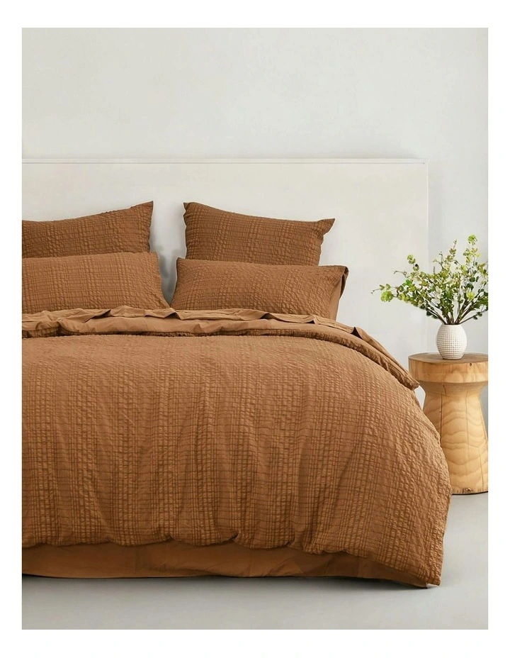 Ellis Seersucker Quilt Cover Set in Rust image 1