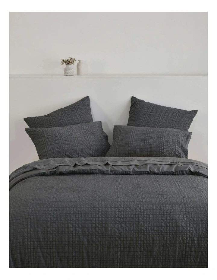 Ellis Seersucker Quilt Cover Set in Charcoal image 3