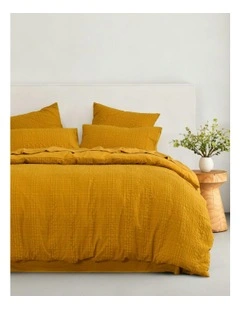Ellis Seersucker Quilt Cover Set in Mustard