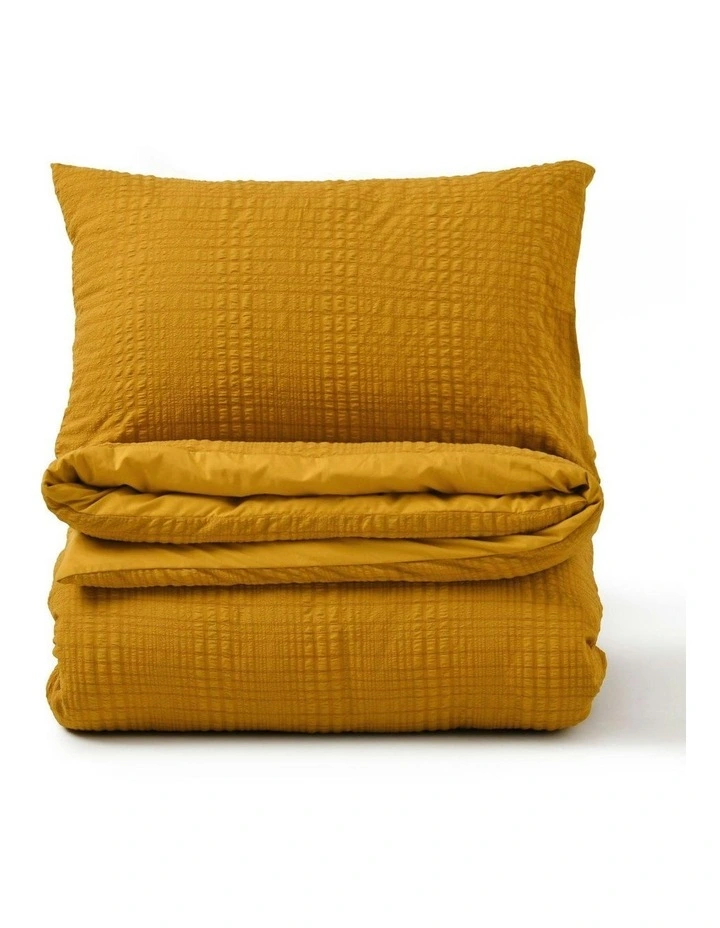 Ellis Seersucker Quilt Cover Set in Mustard image 2
