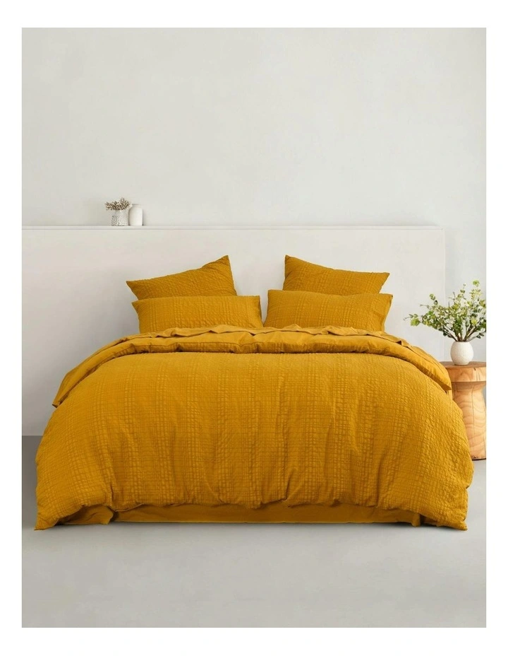 Ellis Seersucker Quilt Cover Set in Mustard image 7