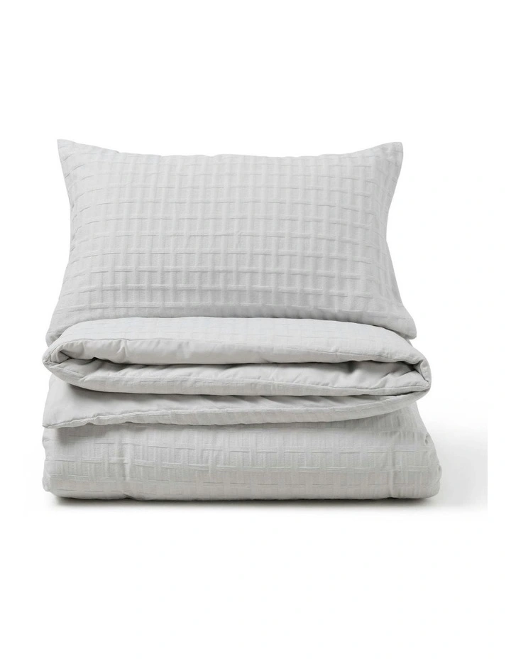 Aubrey Jacquard Quilt Cover Set in Dove Grey image 2