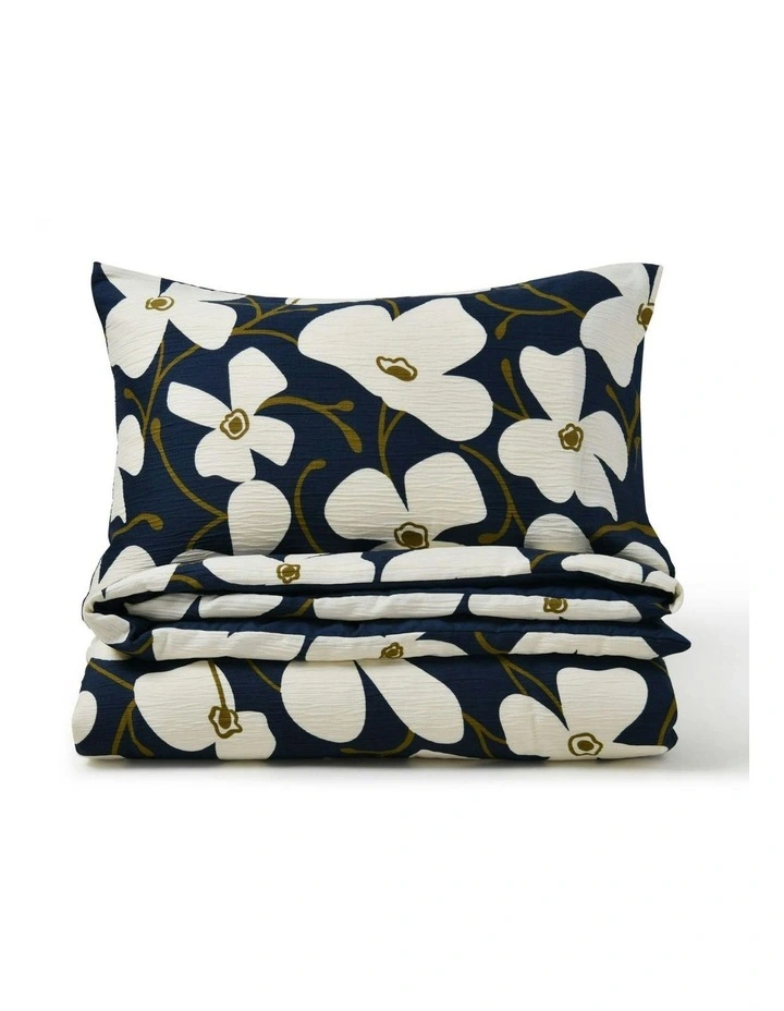 Ezra Printed Quilt Cover Set in Navy image 2
