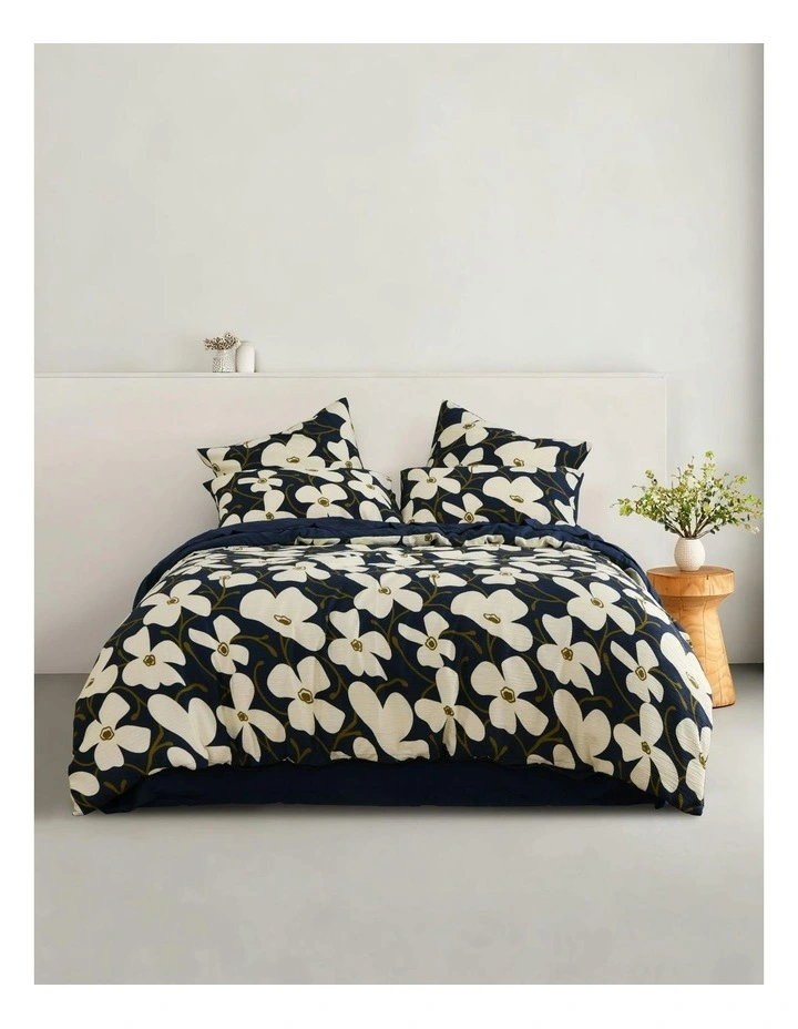 Ezra Printed Quilt Cover Set in Navy image 7