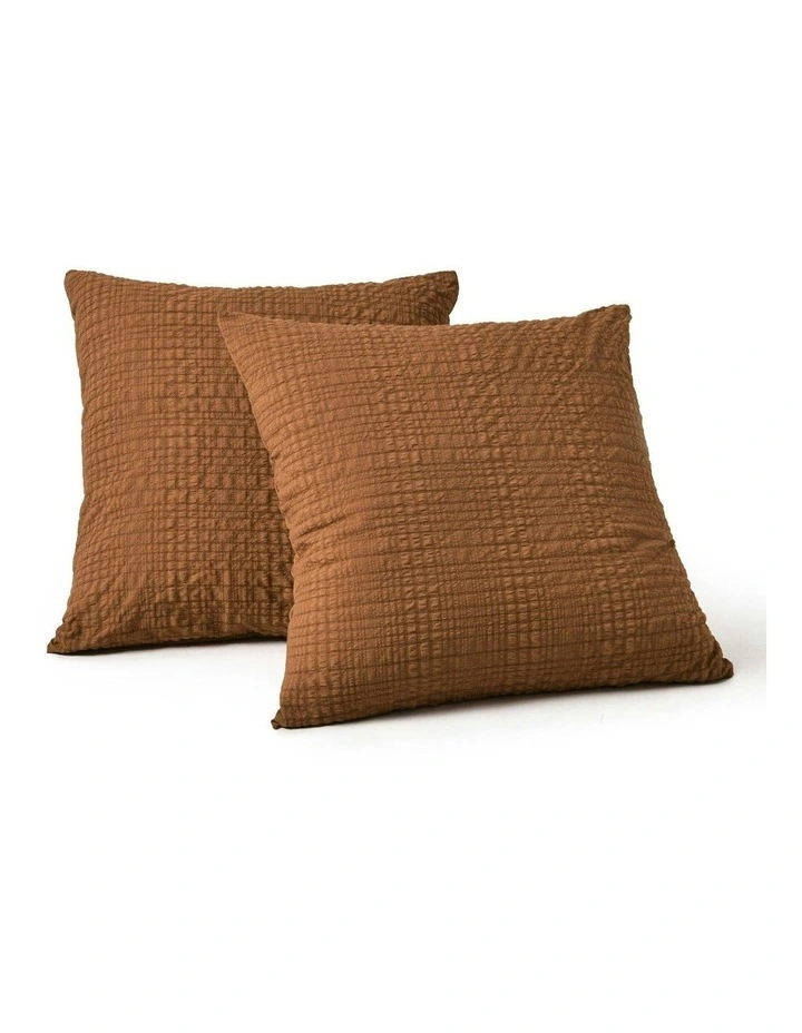 Ellis Seersucker European Pillowcase Twin Pack in Rust image 2