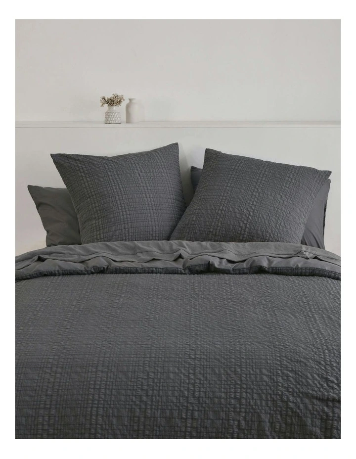 Ellis Seersucker European Pillowcase Twin Pack in Charcoal image 1