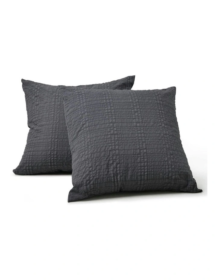 Ellis Seersucker European Pillowcase Twin Pack in Charcoal image 2