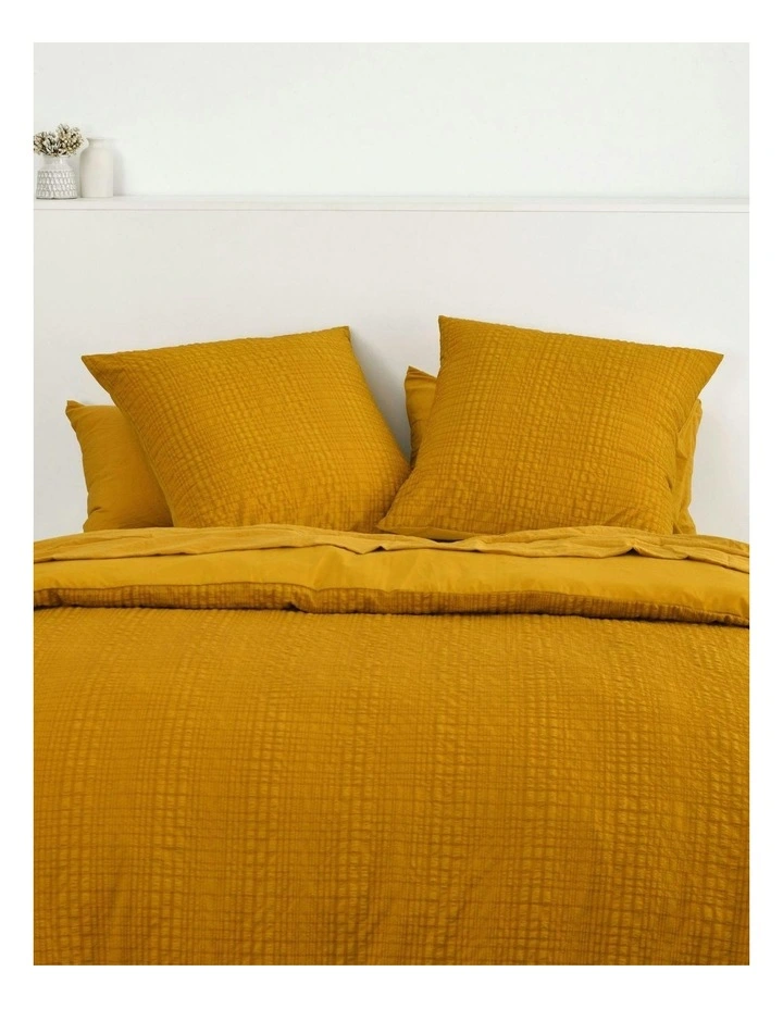Ellis Seersucker European Pillowcase Twin Pack in Mustard image 1