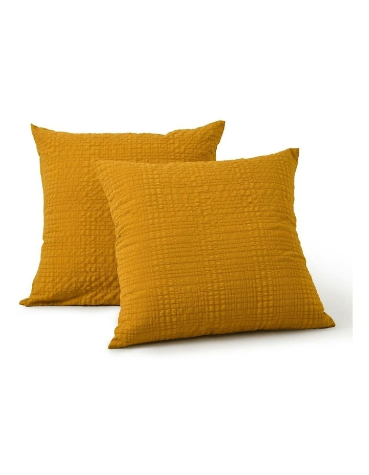 Ellis Seersucker European Pillowcase Twin Pack in Mustard image 2