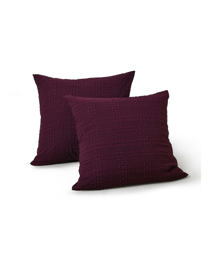Ellis Seersucker European Pillowcase Twin Pack in Cherry image 2