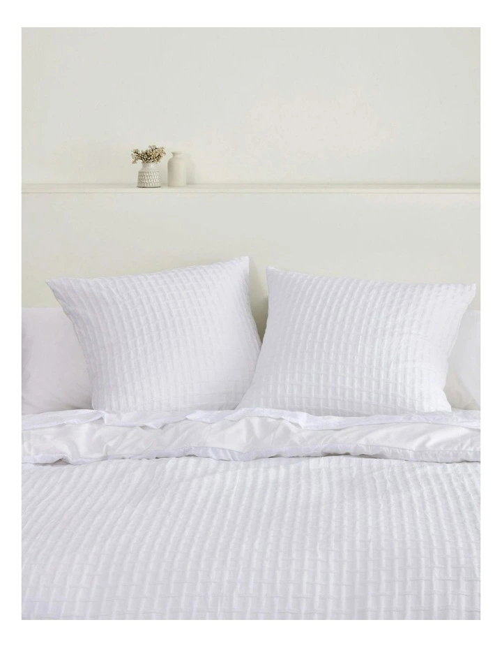 Aubrey Jacquard European Pillowcase Twin Pack in White image 1