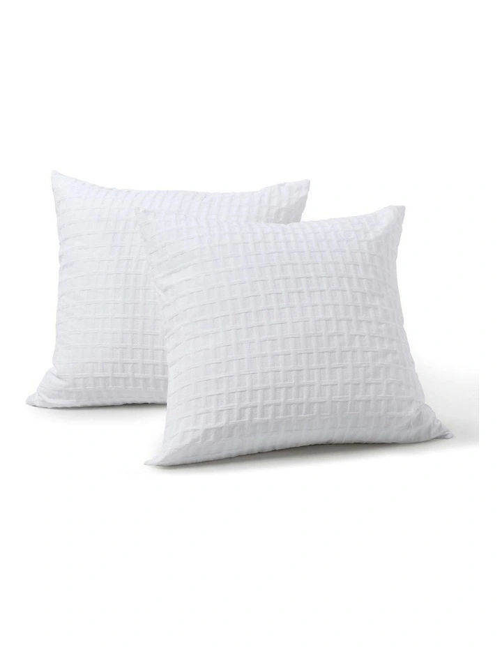 Aubrey Jacquard European Pillowcase Twin Pack in White image 2