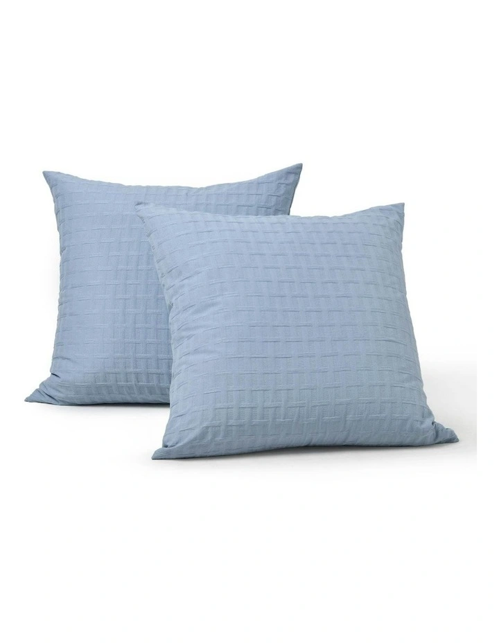Aubrey Jacquard European Pillowcase Twin Pack in Cornflower image 2