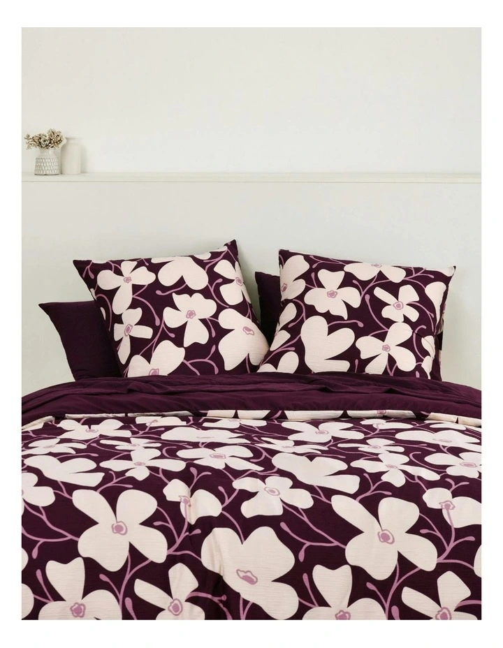 Ezra Floral Printed European Pillowcase Twin Pack in Cherry image 1